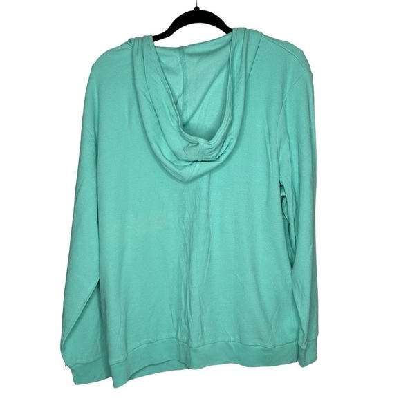 New Denim & Co. Women’s 2 Piece Thermal Tank & Cardigan 1X green blue BNWT - Picture 2 of 5